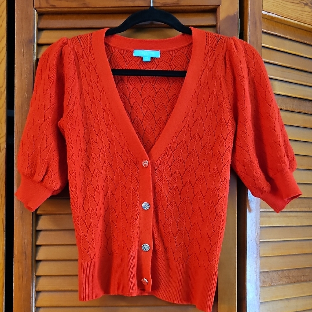 Vibrant Orange Button-Up Cardigan